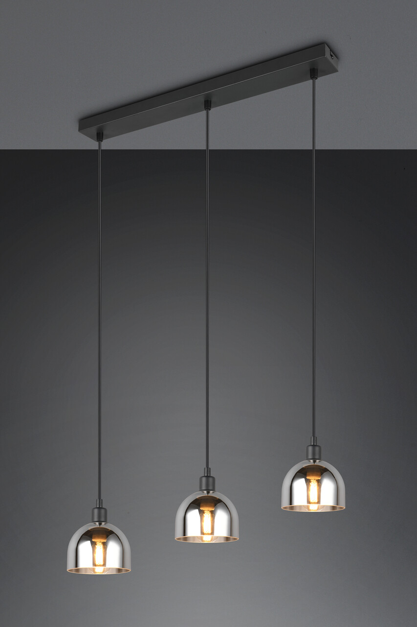 Lustra Molly, RL NOW, 60x12x150 cm, 10W, 3x E14, metal, negru mat/argintiu - imagine 7